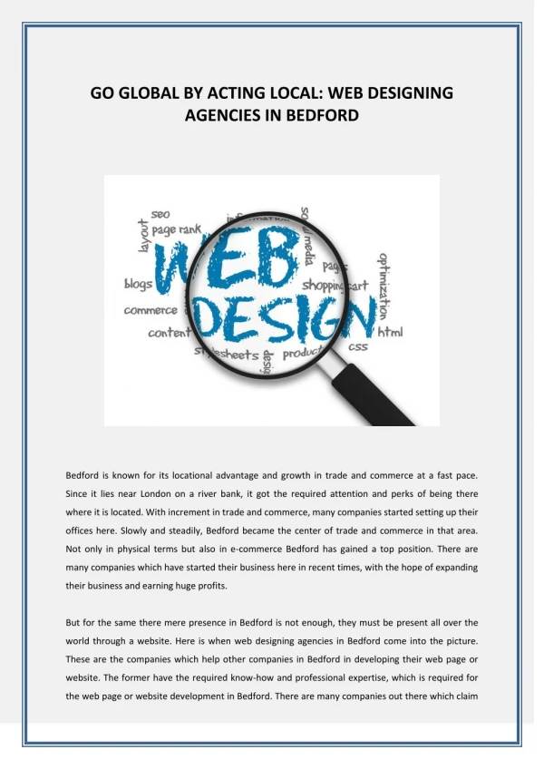 Go Global By Acting Local: Web Designing Agencies In Bedford