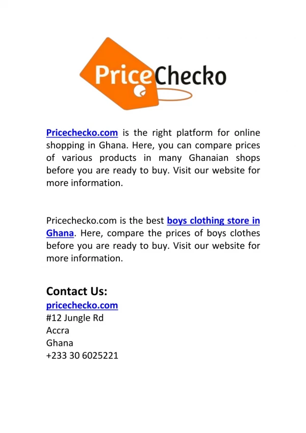 Best Boys Clothing Store in Ghana | Pricechecko.com