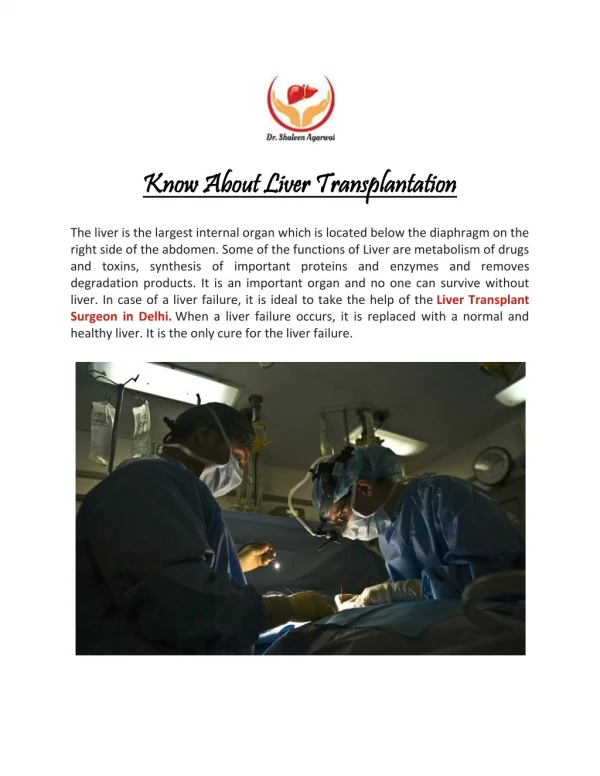 Know About Liver Transplantation