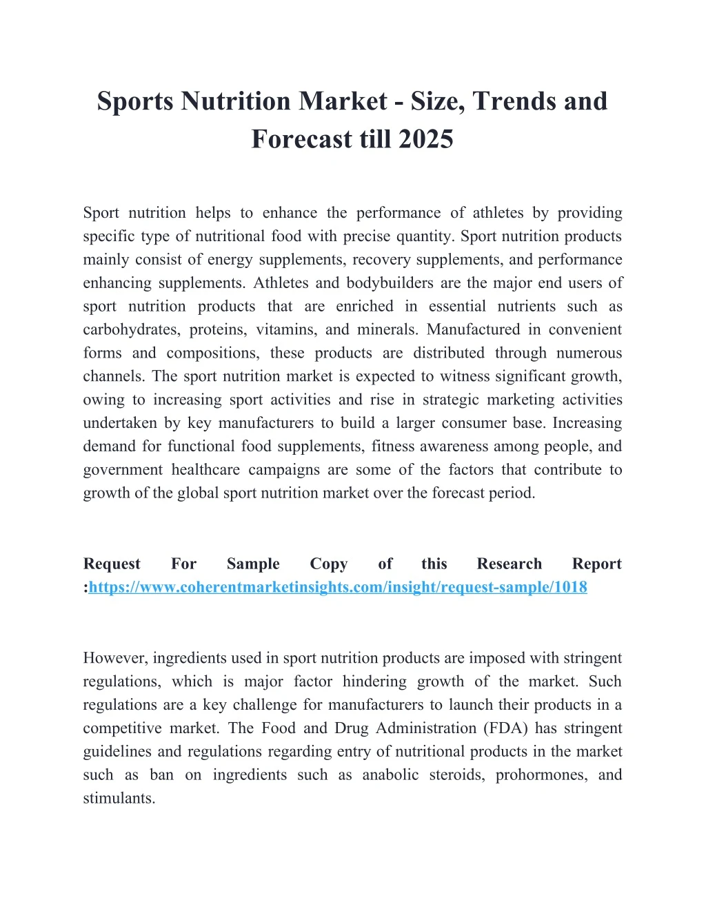 sports nutrition market size trends and forecast