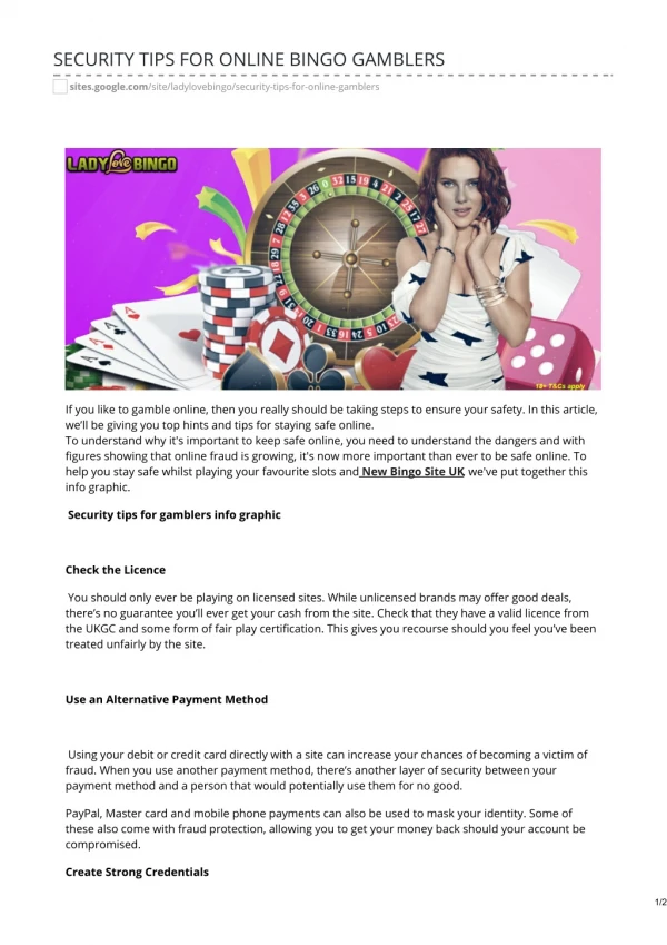 SECURITY TIPS FOR ONLINE BINGO GAMBLERS