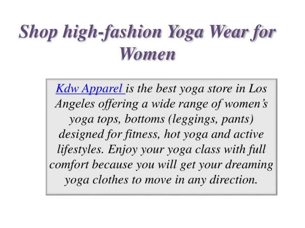 Shop High Fashion Yoga Wear for Women