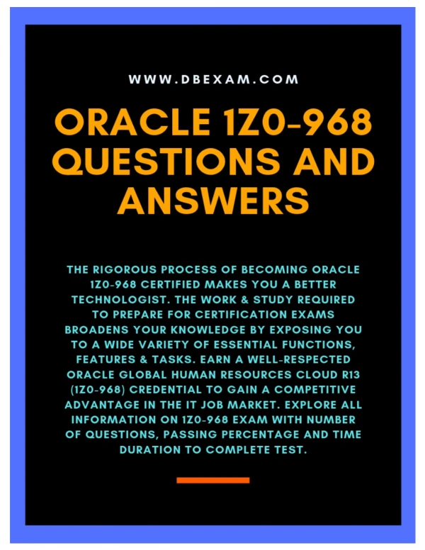 Oracle 1Z0-968 Question and Answers