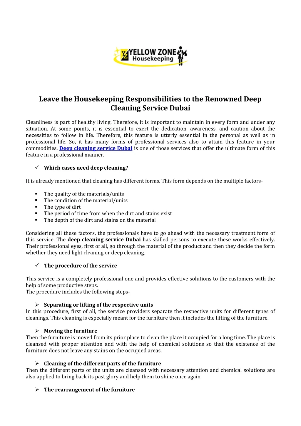 PPT Leave the Housekeeping Responsibilities to the Renowned Deep