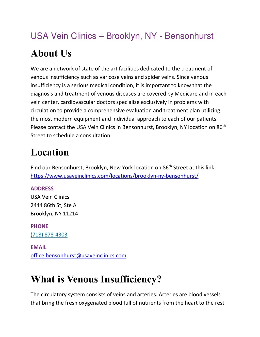 usa vein clinics brooklyn ny bensonhurst