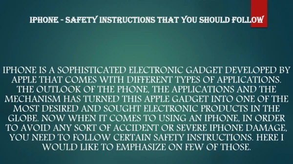 iPhone - Safety Instructions That You Should Follow