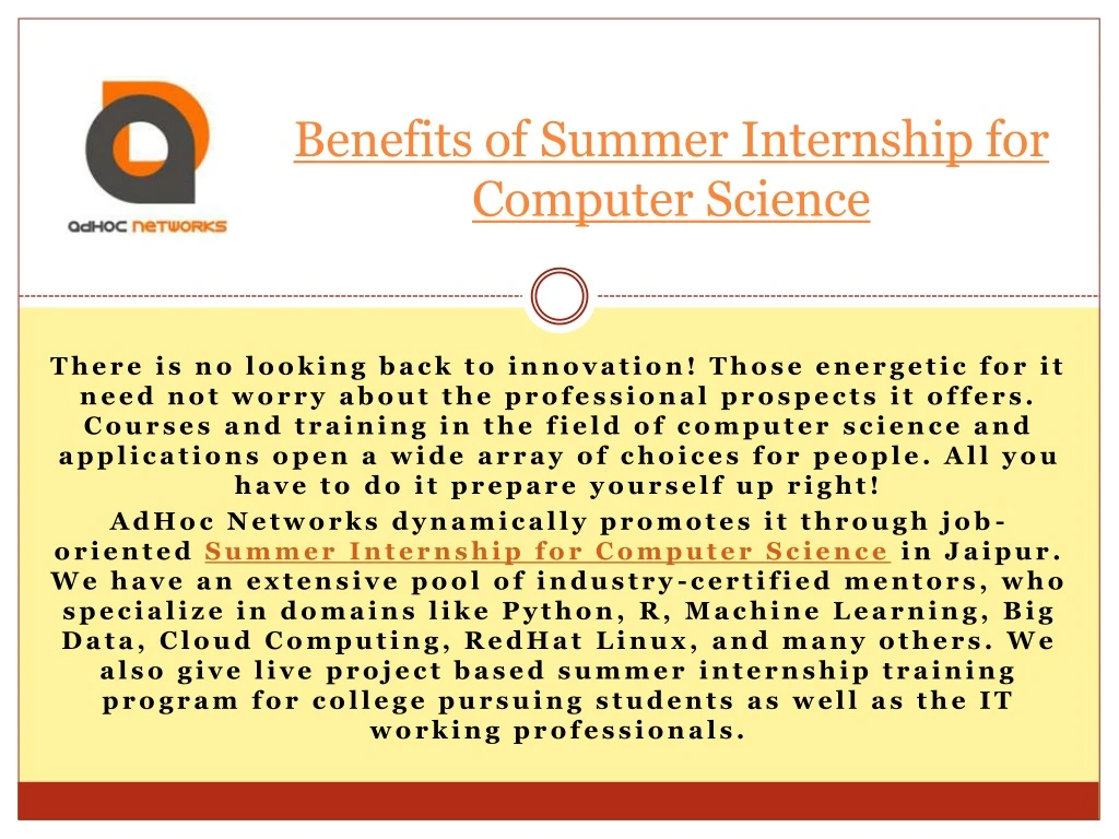 PPT Benefits of Summer Internship for Computer Science PowerPoint
