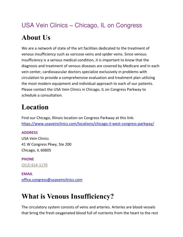 usa vein clinics chicago il on congress