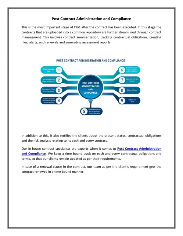 Post Contract Administration and Compliance solution