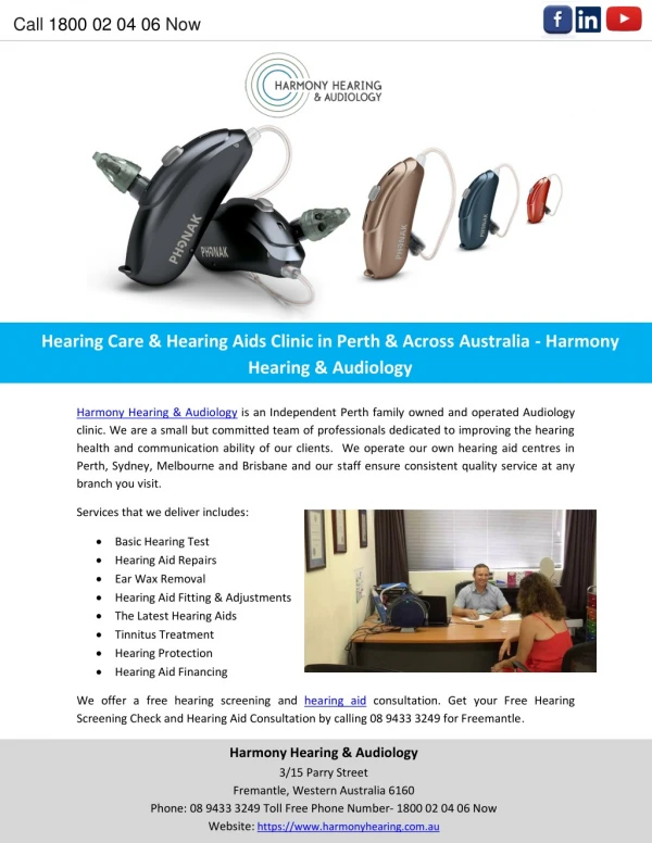 Hearing Care & Hearing Aids Clinic in Perth & Across Australia - Harmony Hearing & Audiology