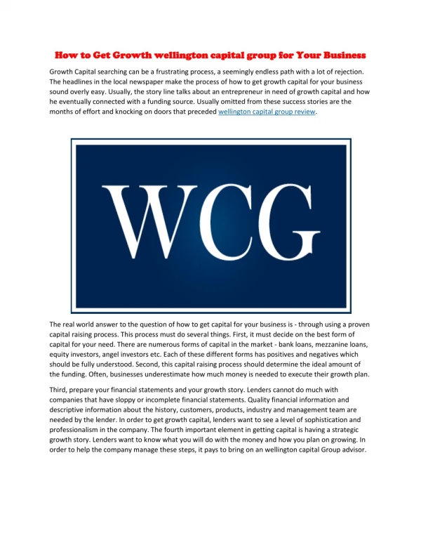 wellington capital group review