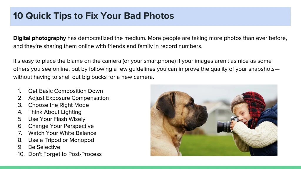 10 quick tips to fix your bad photos