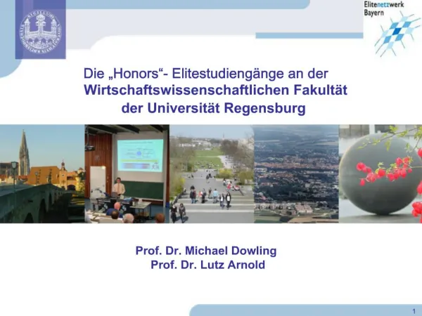 Die Honors - Elitestudieng nge an der Wirtschaftswissenschaftlichen Fakult t der Universit t Regensburg