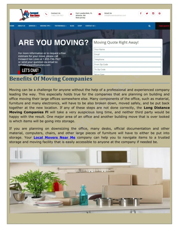 Find the best Long Distance Moving Company