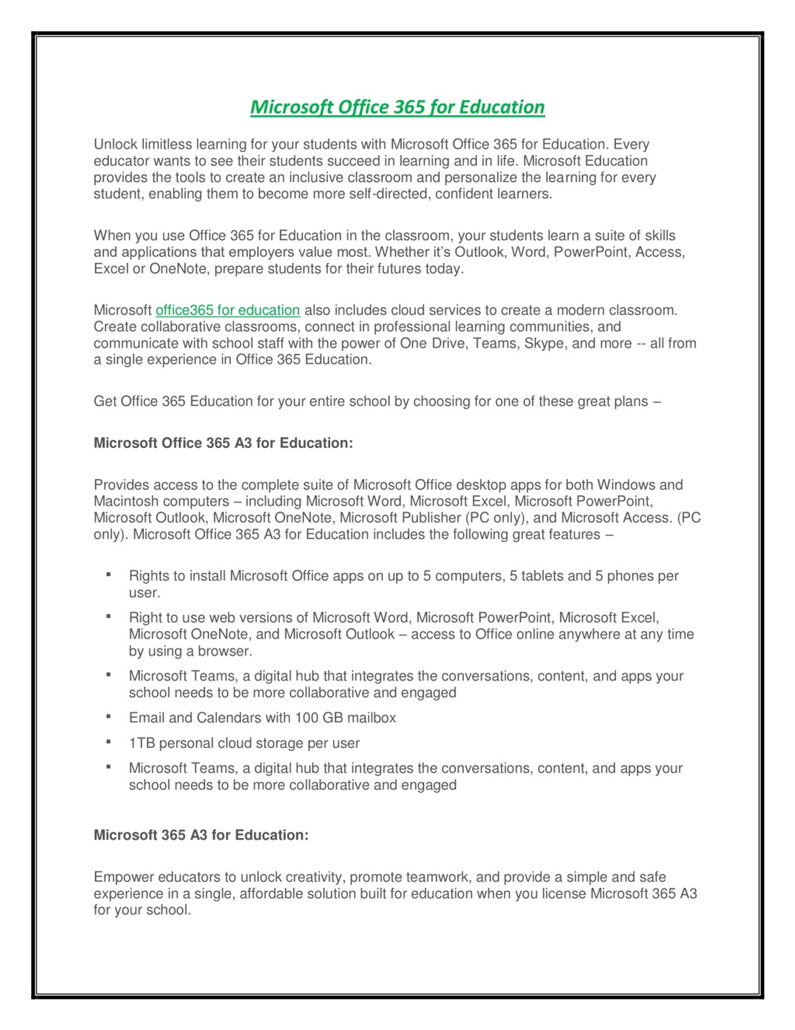 PPT - Microsoft Office 365 for Education PowerPoint Presentation, free ...