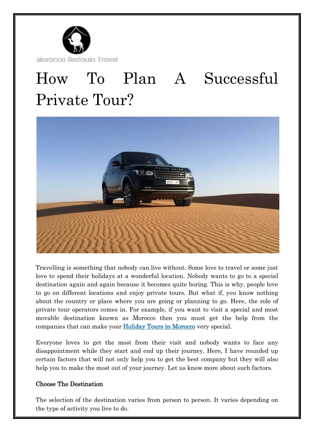 how private tour