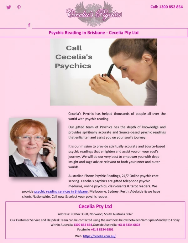 Psychic Reading in Brisbane - Cecelia Pty Ltd