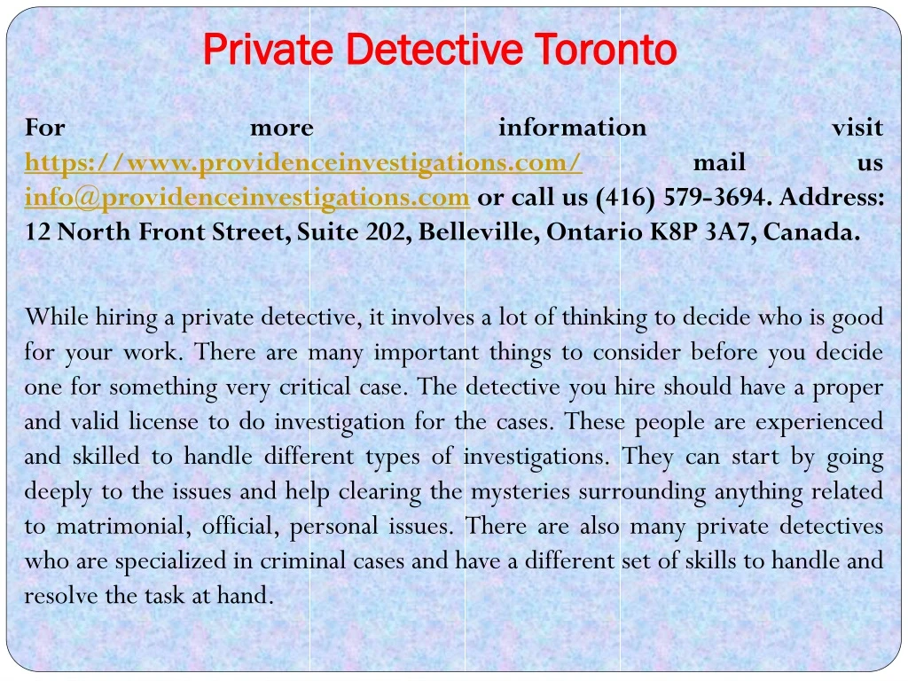 private detective toronto