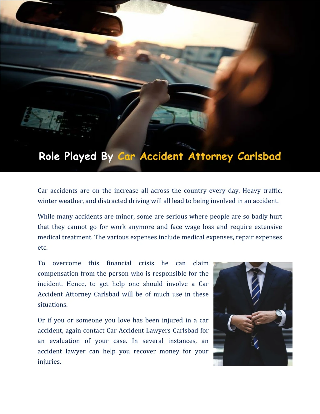 role played by car accident attorney carlsbad