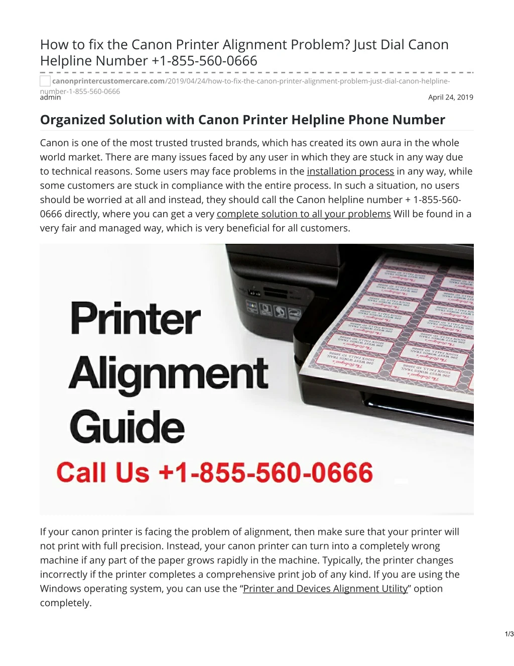 how to fix the canon printer alignment problem