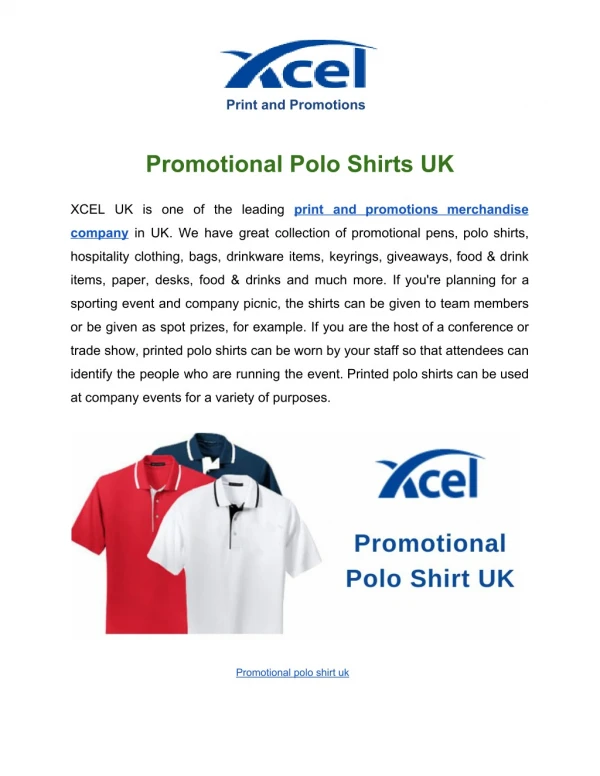 Promotional Polo Shirts UK