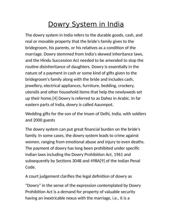 dowry system in India