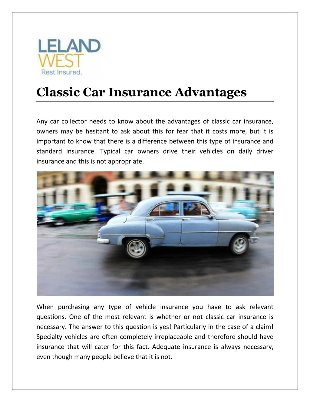 classic car insurance advantages