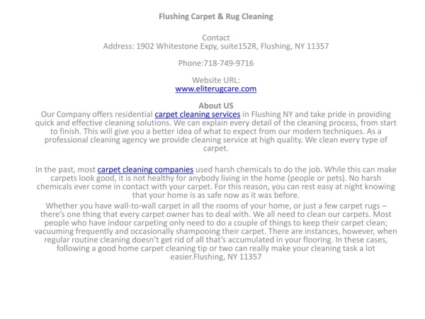 Flushing Carpet & Rug Cleaning