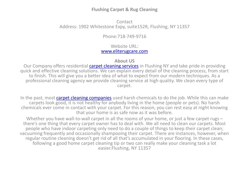 flushing carpet rug cleaning contact address 1902