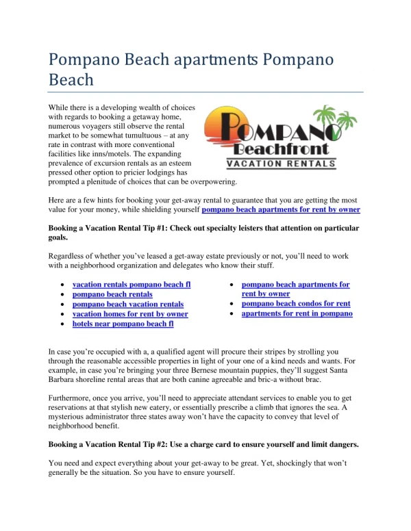 pompano beach rentals