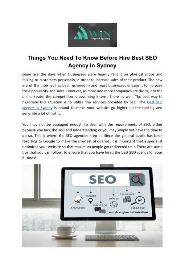 Things You Need To Know Before Hire Best SEO Agency In Sydney