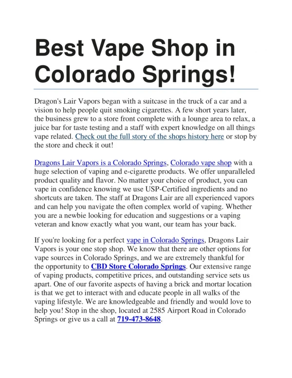 Vape Shops Colorado Springs