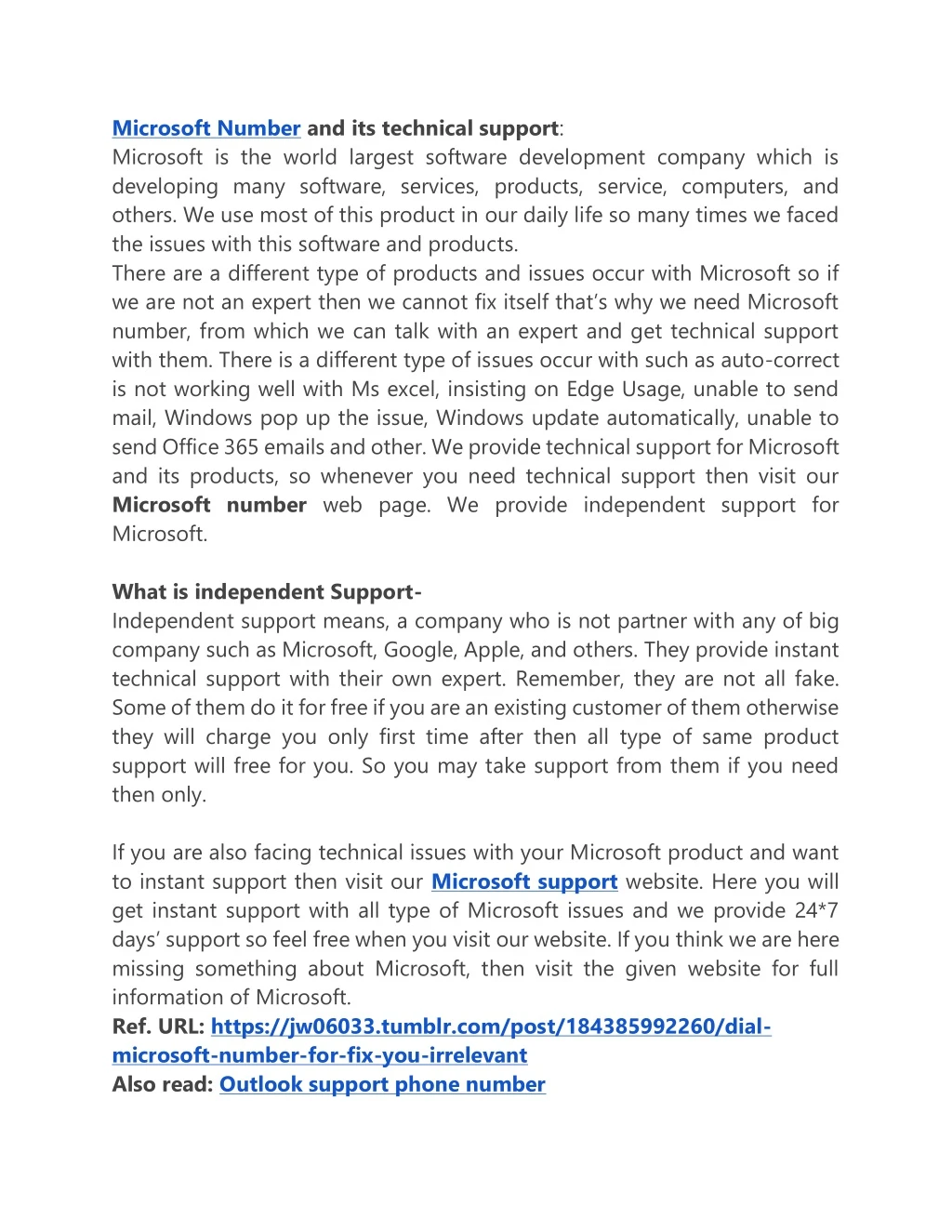 microsoft number and its technical support