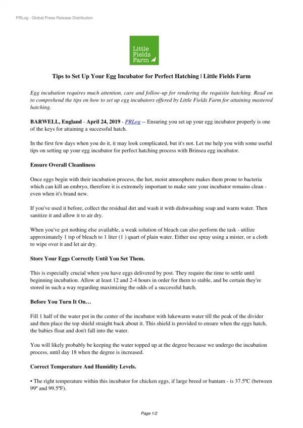 Tips to Set Up Your Egg Incubator for Perfect Hatching | Little Fields Farm