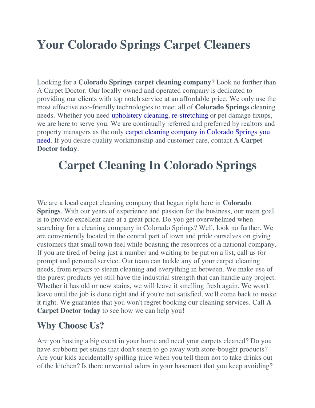 your colorado springs carpet cleaners