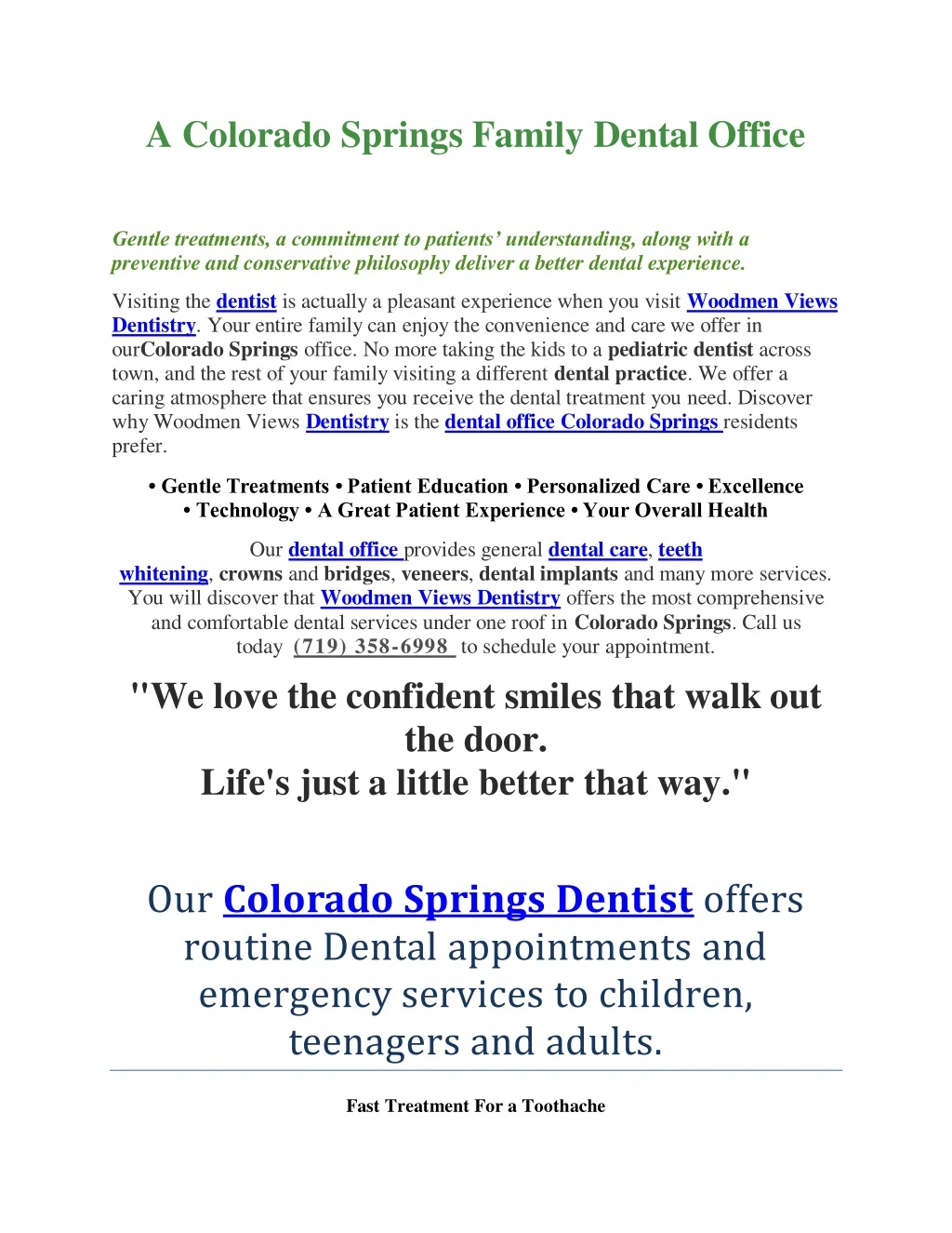 a colorado springs family dental office