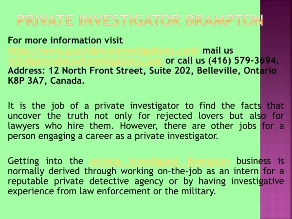 private investigator Brampton