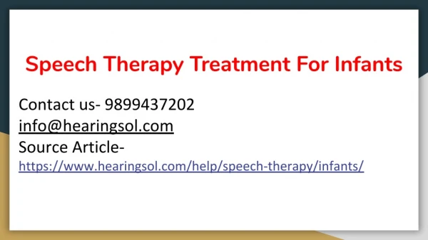 Speech Therapy For Infants