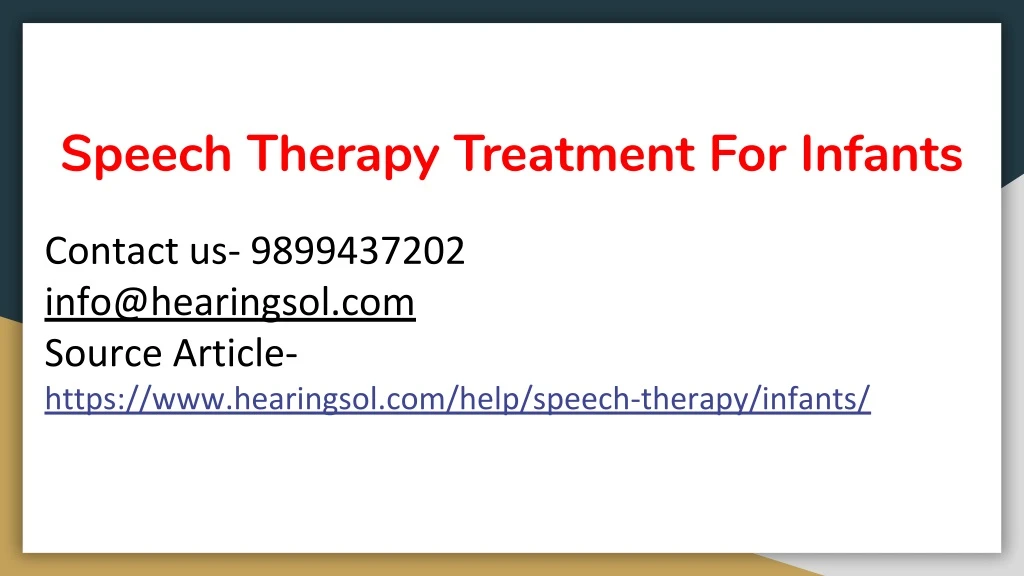 speech therapy treatment for infants