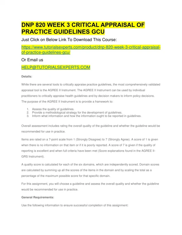 dnp 820 week 3 critical appraisal of practice