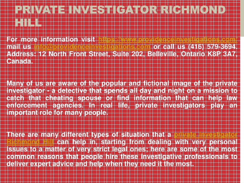 private investigator richmond hill
