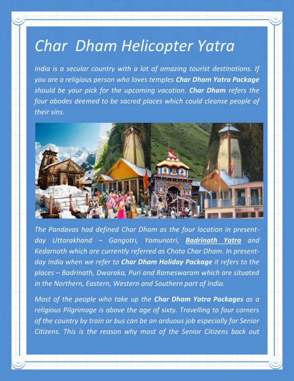 Char Dham Helicopter Yatra