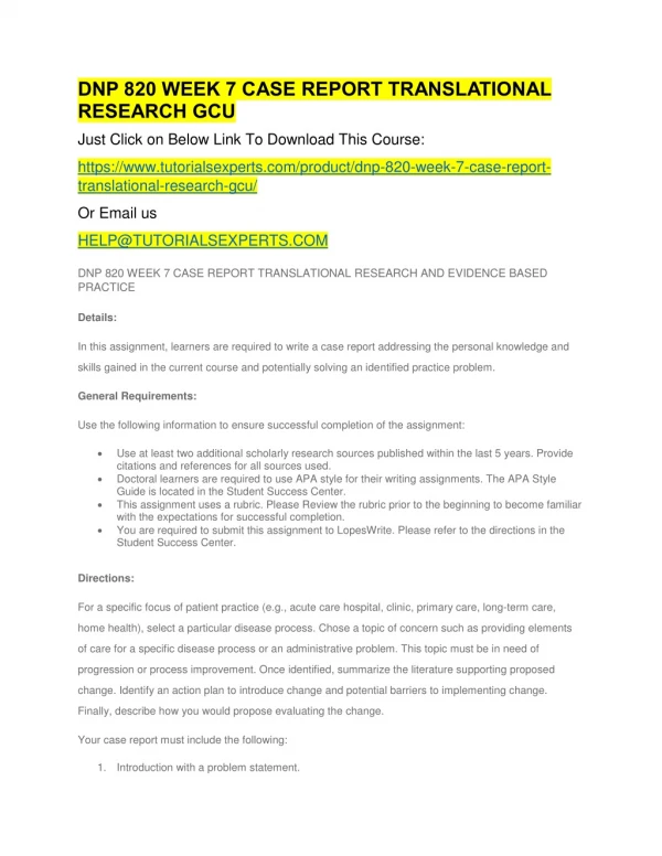 dnp 820 week 7 case report translational research