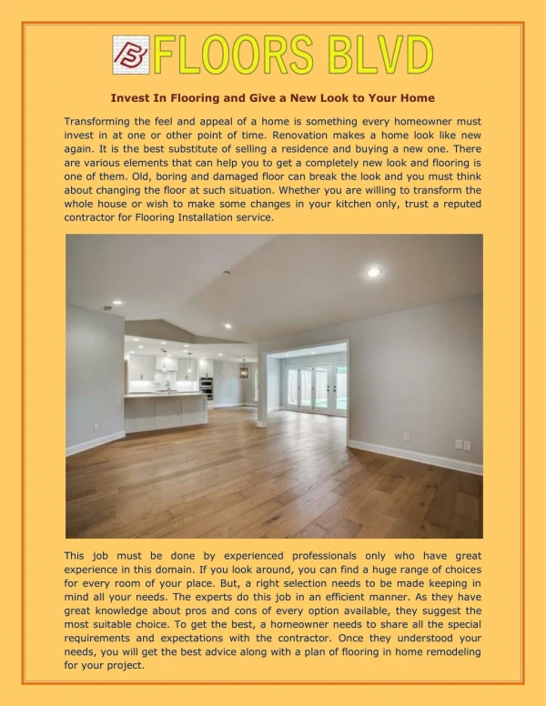 Invest In Flooring and Give a New Look to Your Home