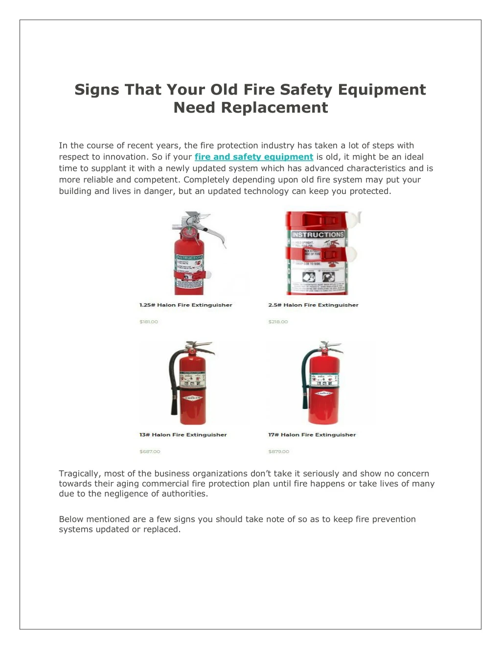 signs that your old fire safety equipment need