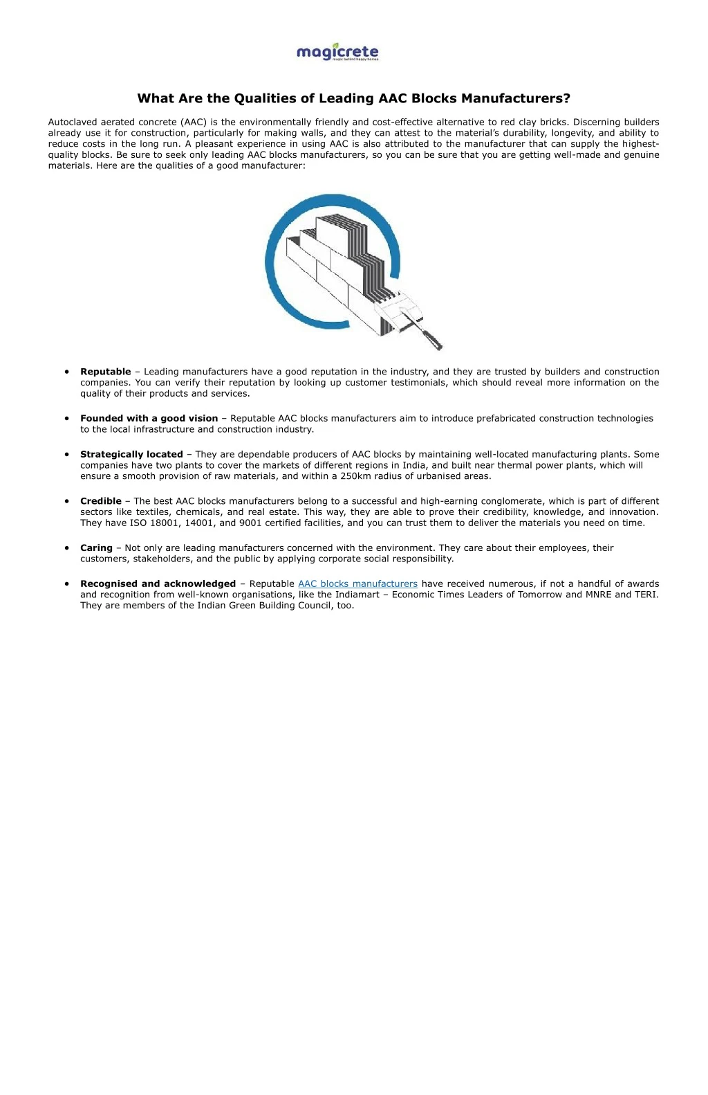 what are the qualities of leading aac blocks