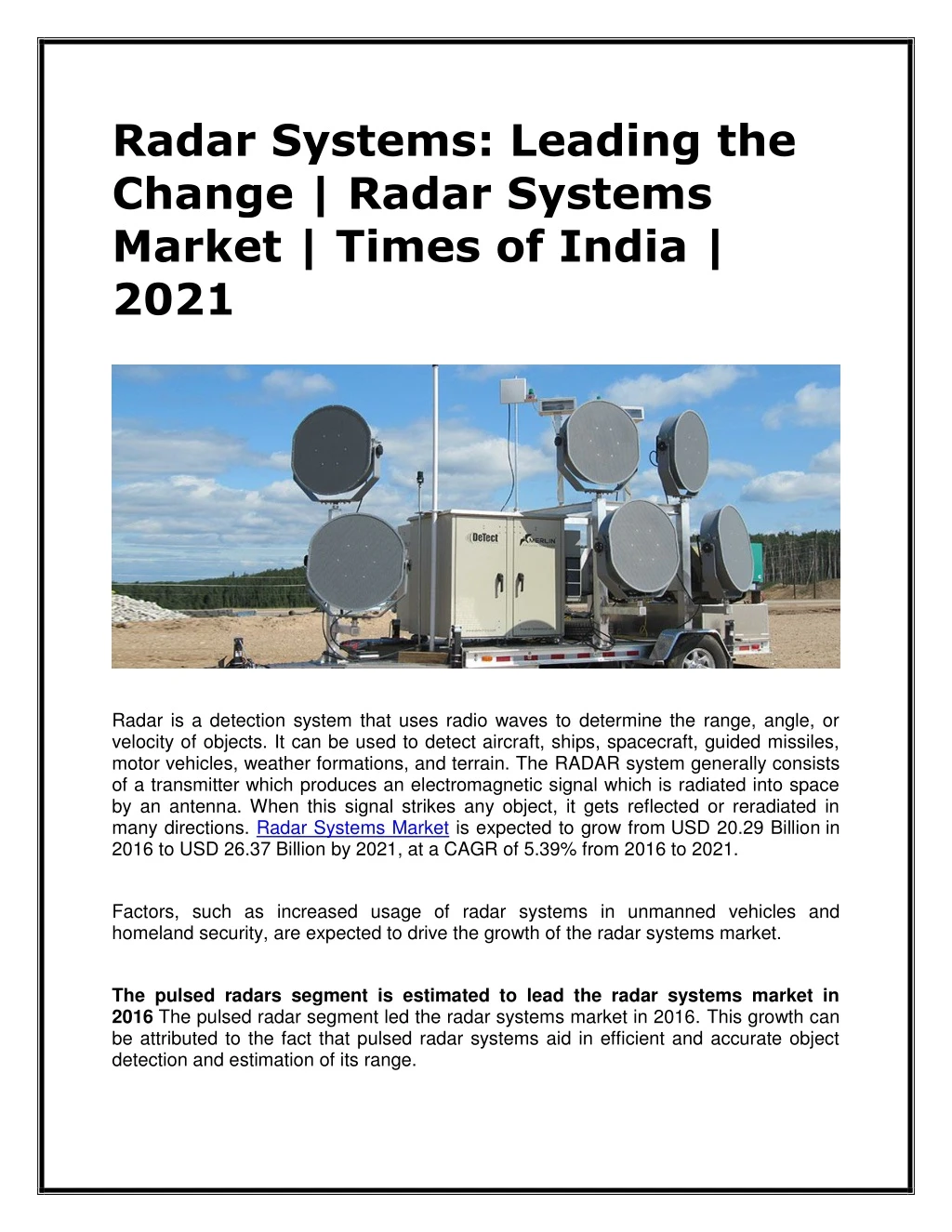 radar systems leading the change radar systems