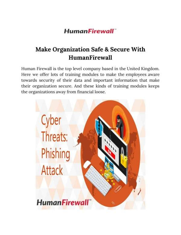 Make Organization Safe & Secure With HumanFirewall