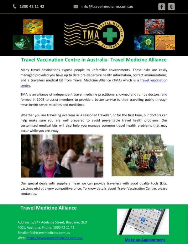 Travel Vaccination Centre in Australia- Travel Medicine Alliance