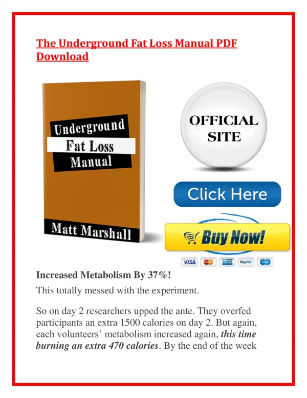 The Underground Fat Loss Manual PDF